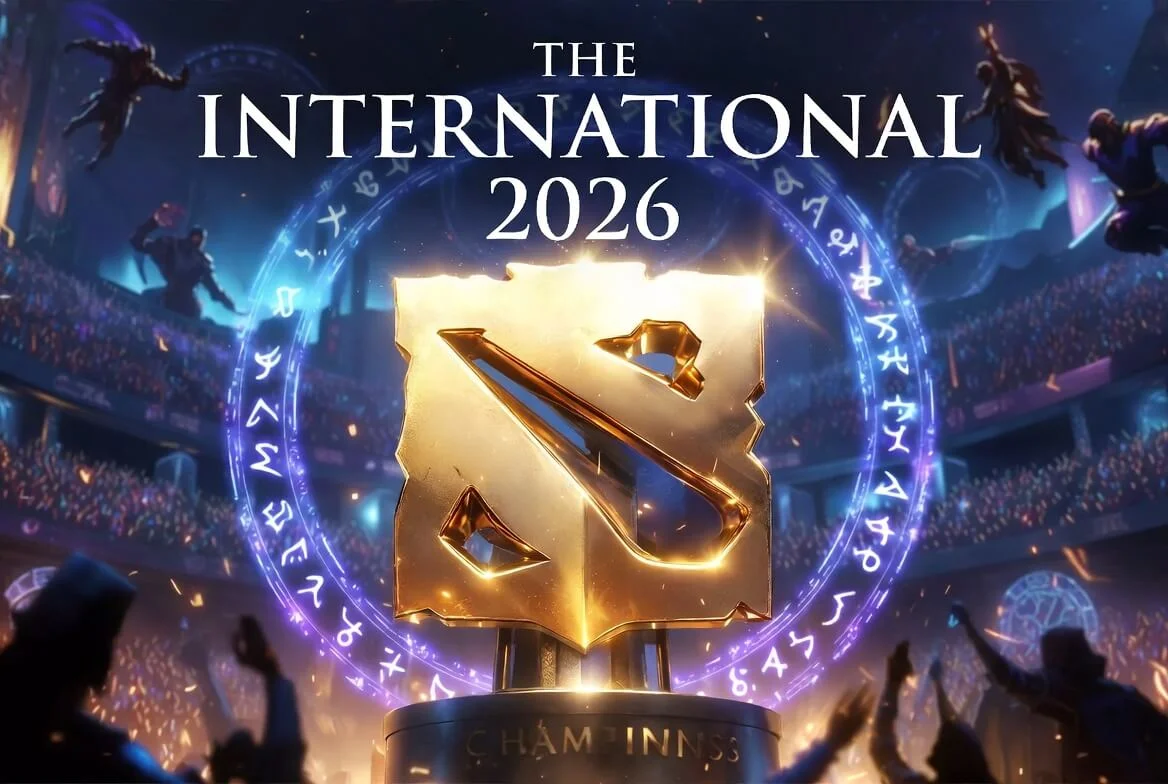 Сцена и трофей главного турнира Dota 2 в Шанхае